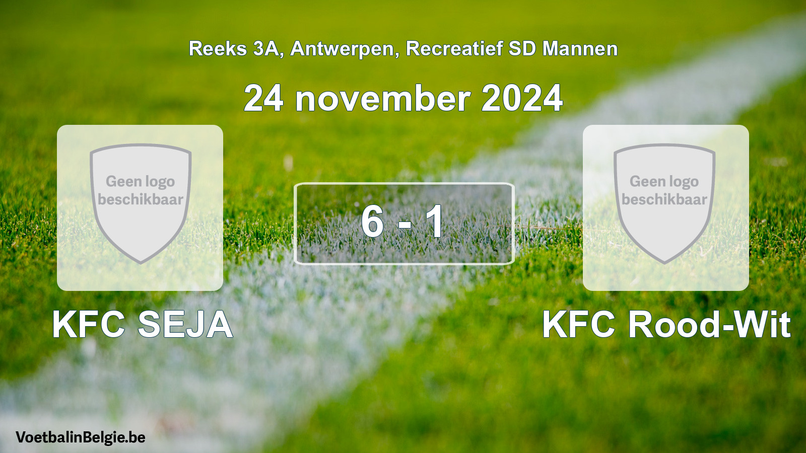 Gespeelde wedstrijd recreatiefvoetbal: KFC SEJA - KFC Rood-Wit 6 - 1 (24 november 2024)
