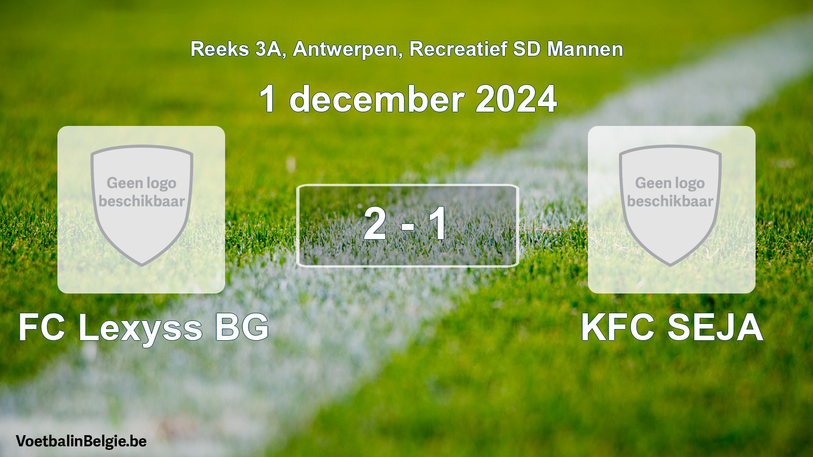 Gespeelde wedstrijd recreatiefvoetbal: FC Lexyss BG - KFC SEJA 2 - 1 (1 december 2024)