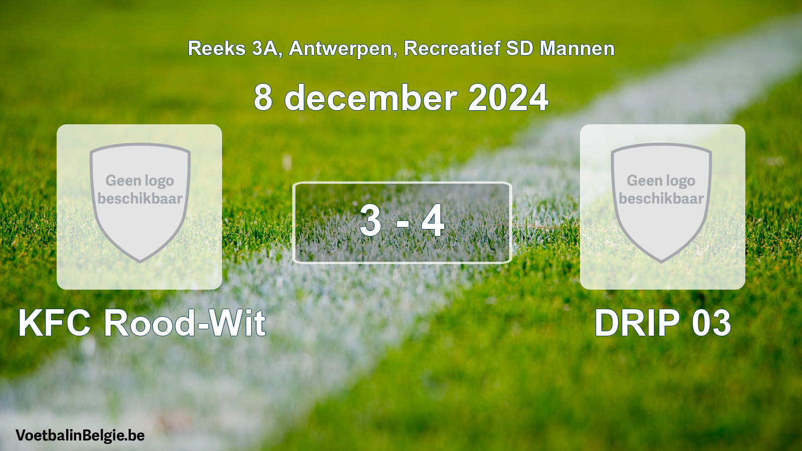 Played match recreational sd men football: KFC Rood-Wit - DRIP 03 3 - 4 (8 December 2024)