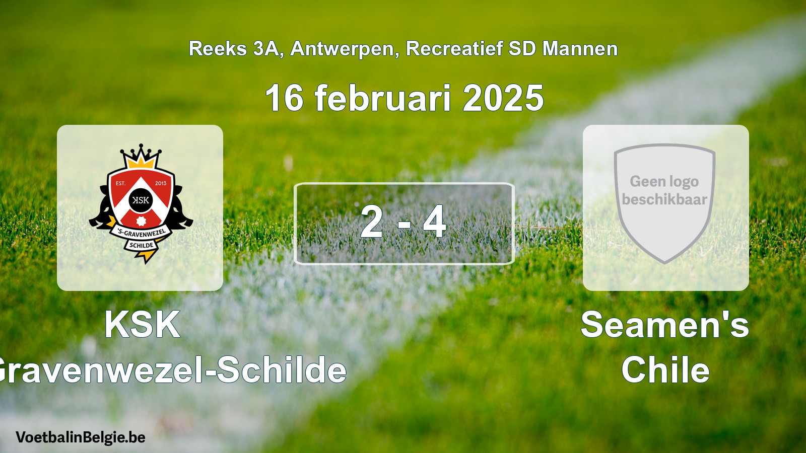 Played match recreational sd men football: KSK 's-Gravenwezel-Schilde - Seamen's Chile 2 - 4 (16 February 2025)