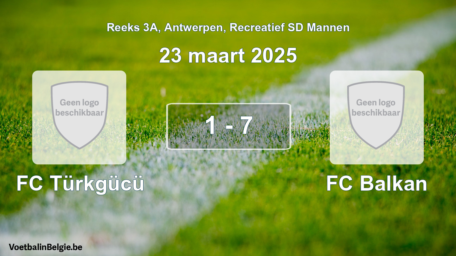 Gespeelde wedstrijd recreatiefvoetbal: FC Türkgücü - FC Balkan 1 - 7 (23 maart 2025)