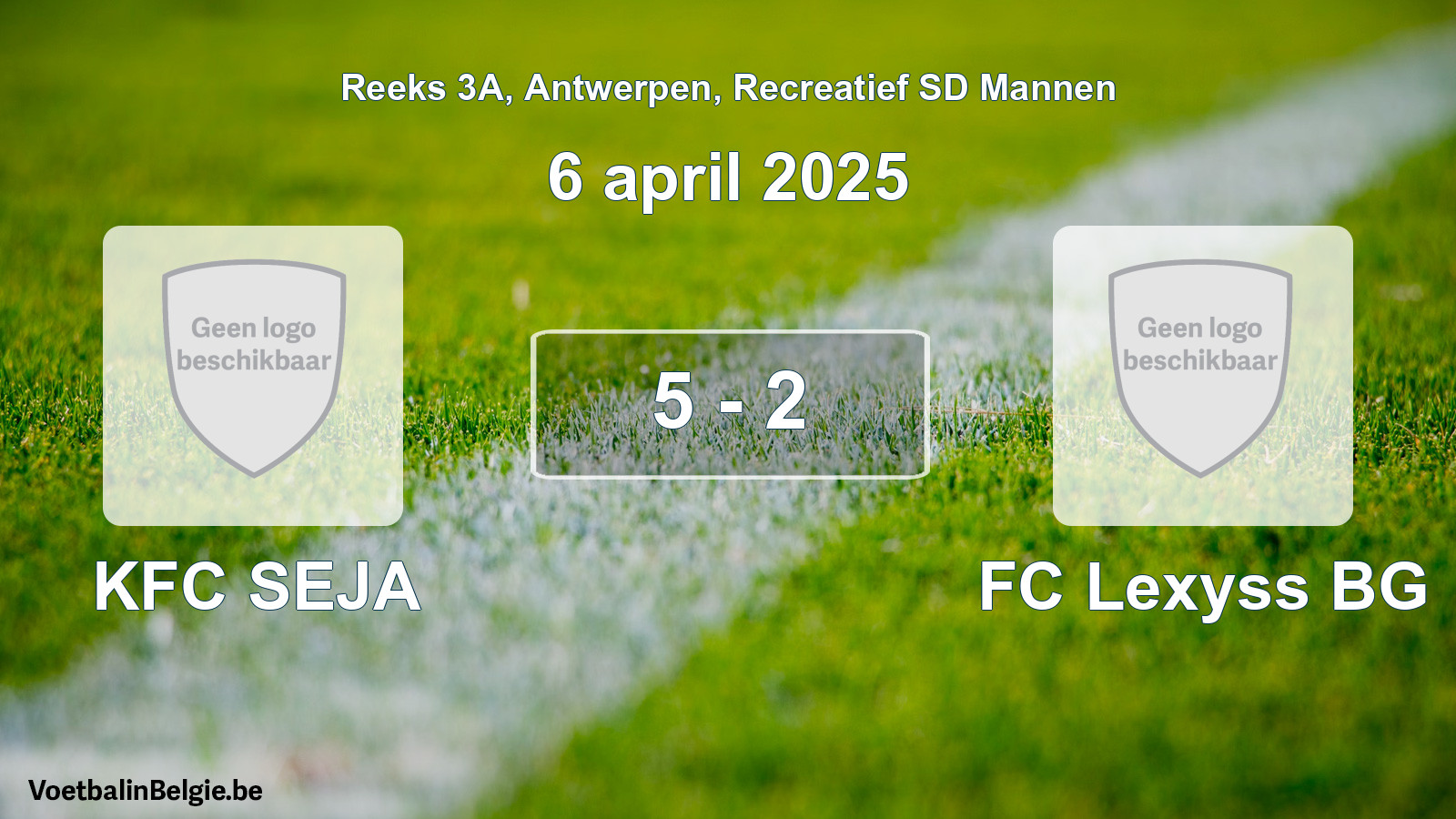 Gespeelde wedstrijd recreatiefvoetbal: KFC SEJA - FC Lexyss BG 5 - 2 (6 april 2025)