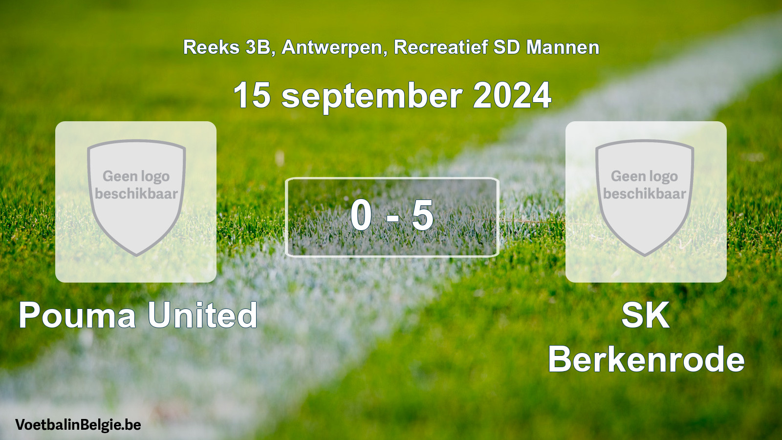 Gespeelde wedstrijd recreatiefvoetbal: Pouma United - SK Berkenrode 0 - 5 (15 september 2024)