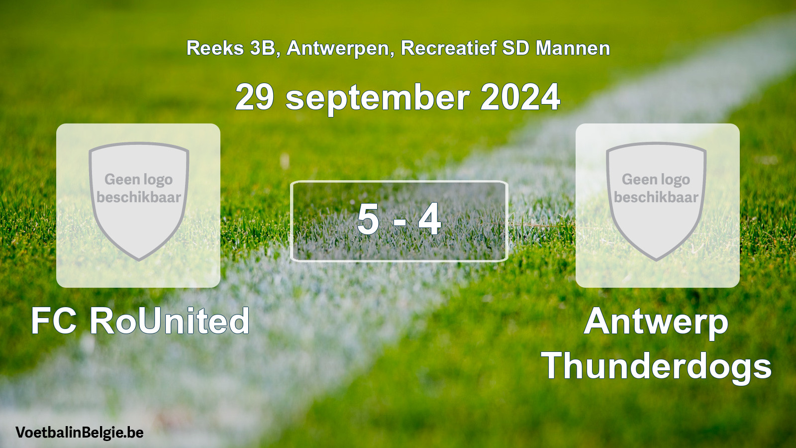 Gespeelde wedstrijd recreatiefvoetbal: FC RoUnited - Antwerp Thunderdogs 5 - 4 (29 september 2024)