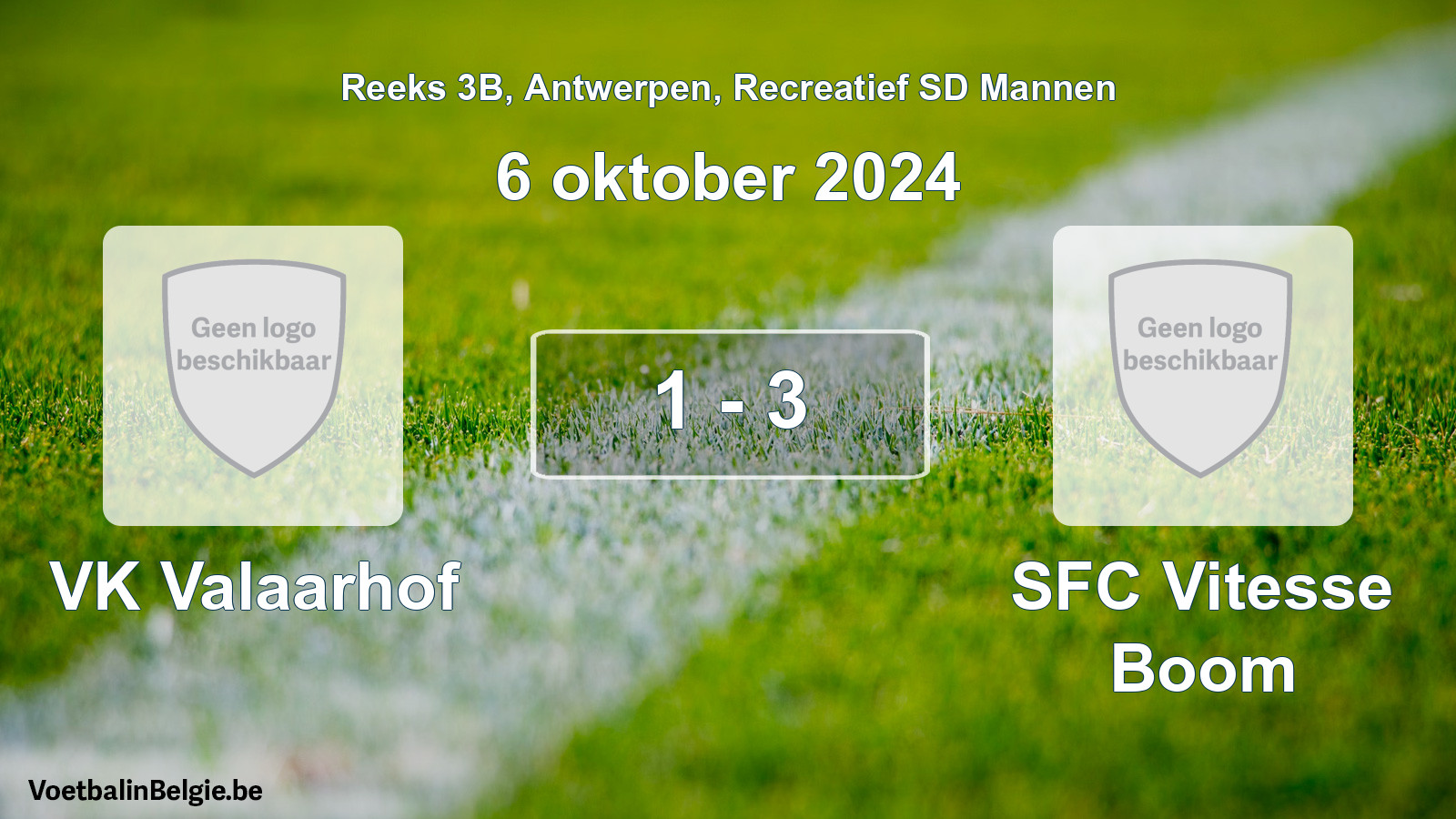 Gespeelde wedstrijd recreatiefvoetbal: VK Valaarhof - SFC Vitesse Boom 1 - 3 (6 oktober 2024)