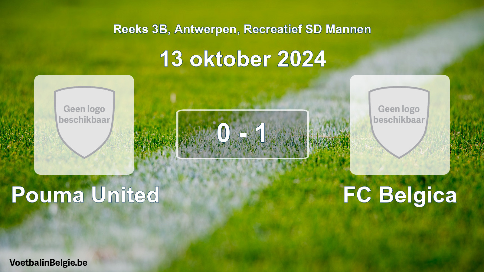 Gespeelde wedstrijd recreatiefvoetbal: Pouma United - FC Belgica 0 - 1 (13 oktober 2024)