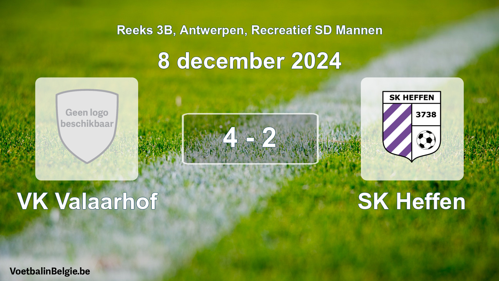 Gespeelde wedstrijd recreatiefvoetbal: VK Valaarhof - SK Heffen 4 - 2 (8 december 2024)