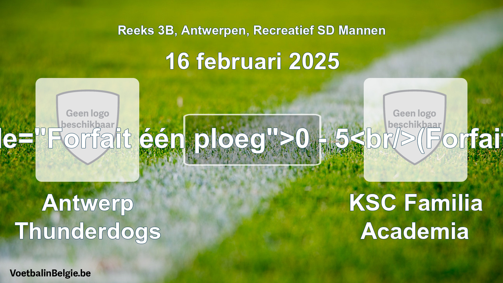 Forfait gegeven: Antwerp Thunderdogs - KSC Familia Academia 0 - 5 (16 februari 2025)