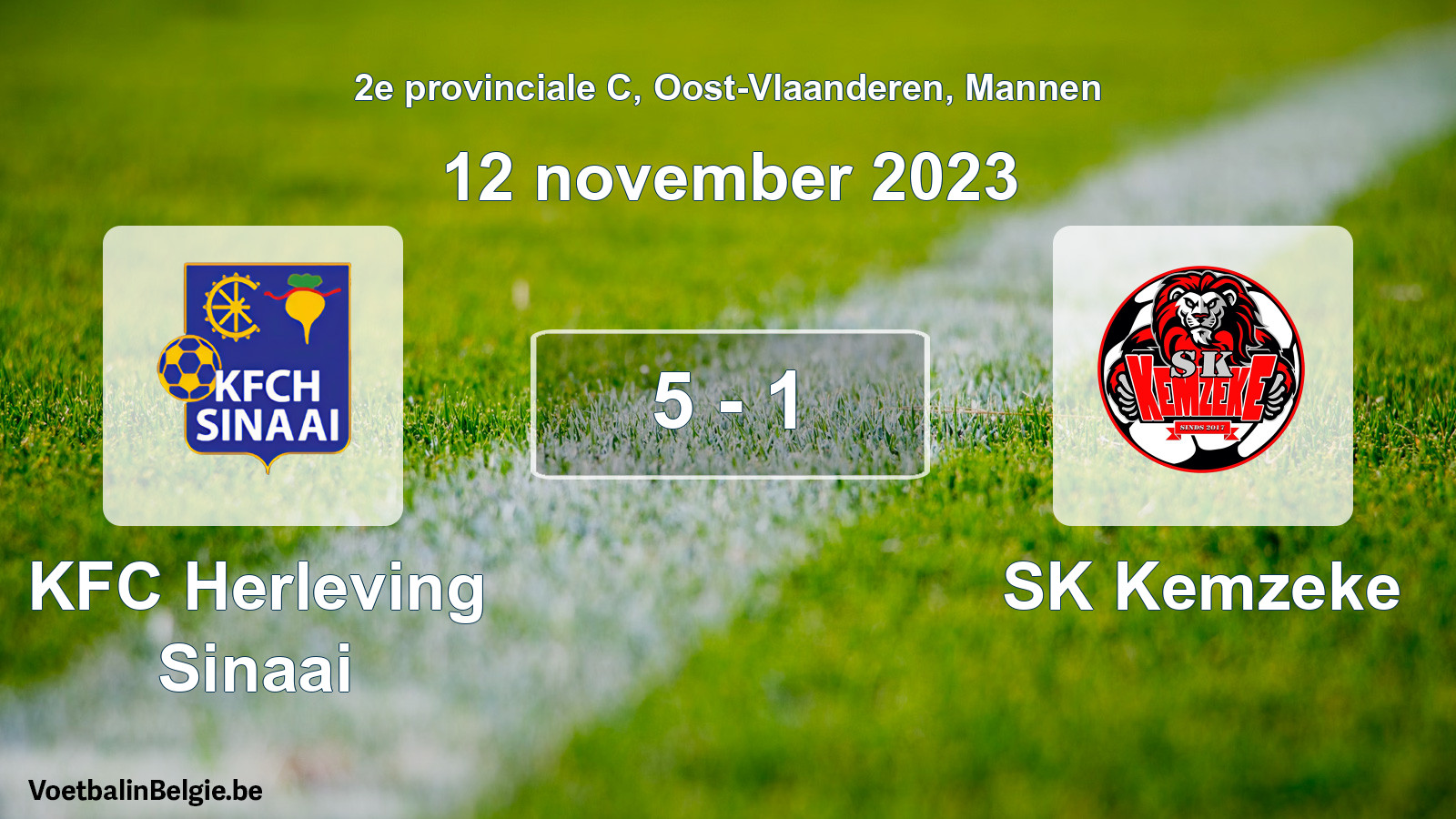 Gespeelde wedstrijd mannenvoetbal: KFC Herleving Sinaai - SK Kemzeke 5 - 1 (12 november 2023)