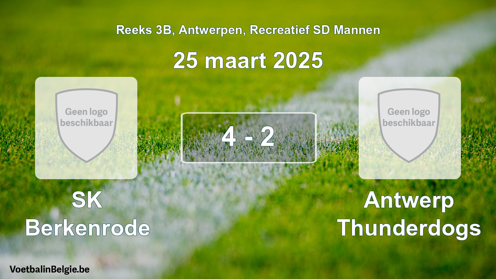 Gespeelde wedstrijd recreatiefvoetbal: SK Berkenrode - Antwerp Thunderdogs 4 - 2 (25 maart 2025)
