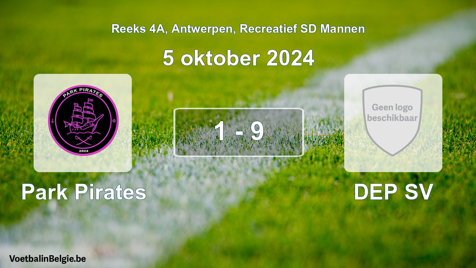 Gespeelde wedstrijd recreatiefvoetbal: Park Pirates - DEP SV 1 - 9 (5 oktober 2024)