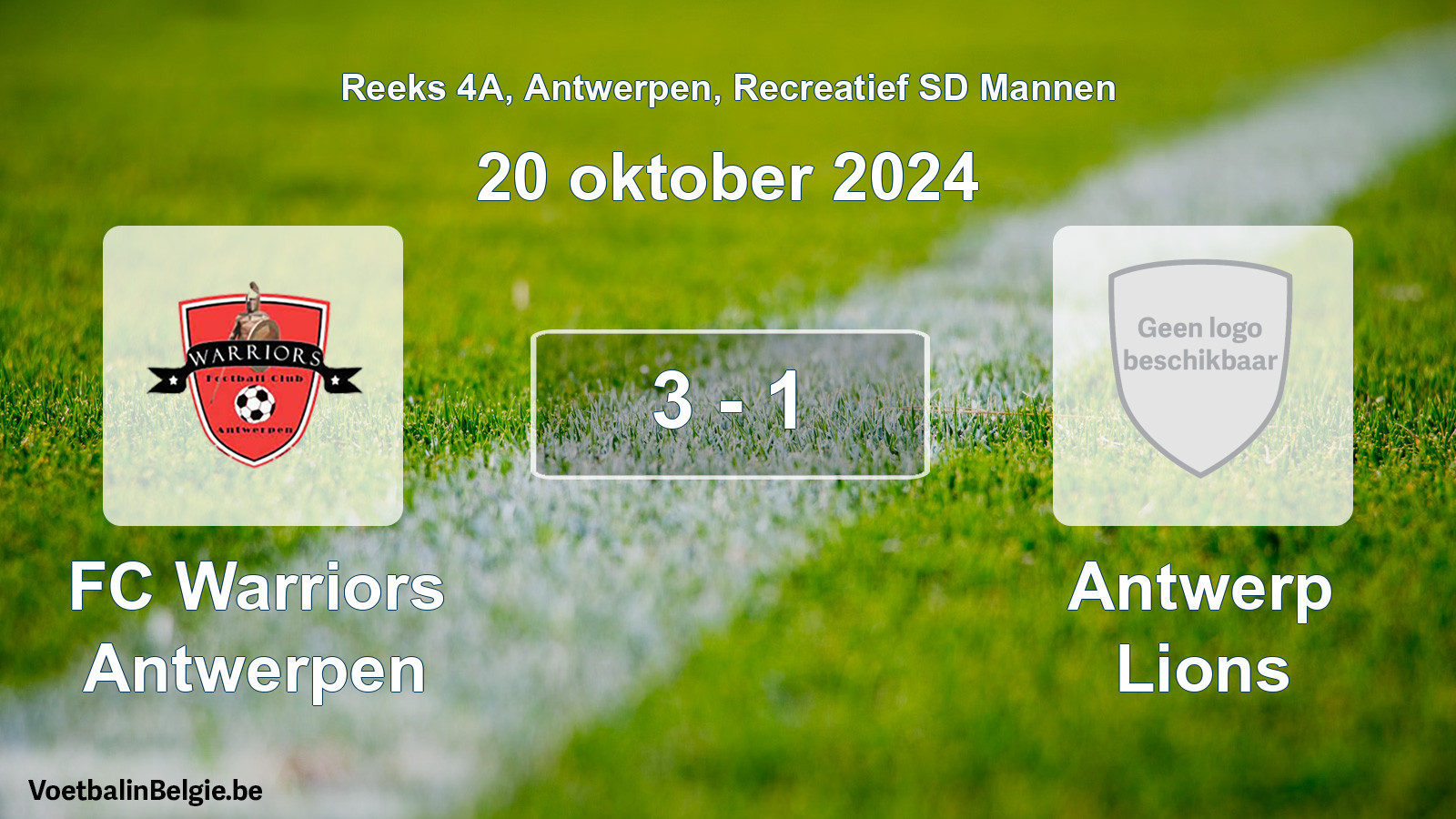 Gespeelde wedstrijd recreatiefvoetbal: FC Warriors Antwerpen - Antwerp Lions 3 - 1 (20 oktober 2024)