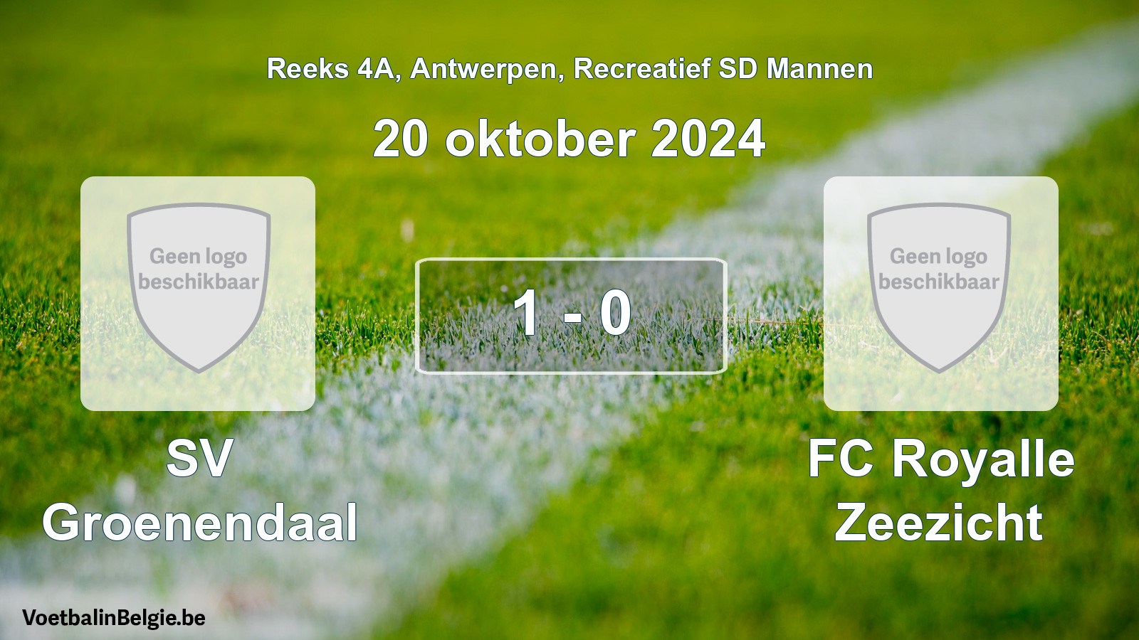 Gespeelde wedstrijd recreatiefvoetbal: SV Groenendaal - FC Royalle Zeezicht 1 - 0 (20 oktober 2024)