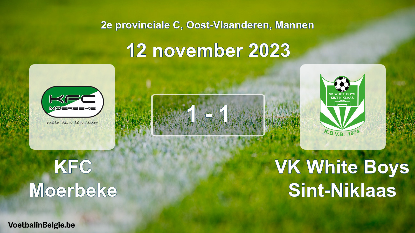 Gespeelde wedstrijd mannenvoetbal: KFC Moerbeke - VK White Boys Sint-Niklaas 1 - 1 (12 november 2023)