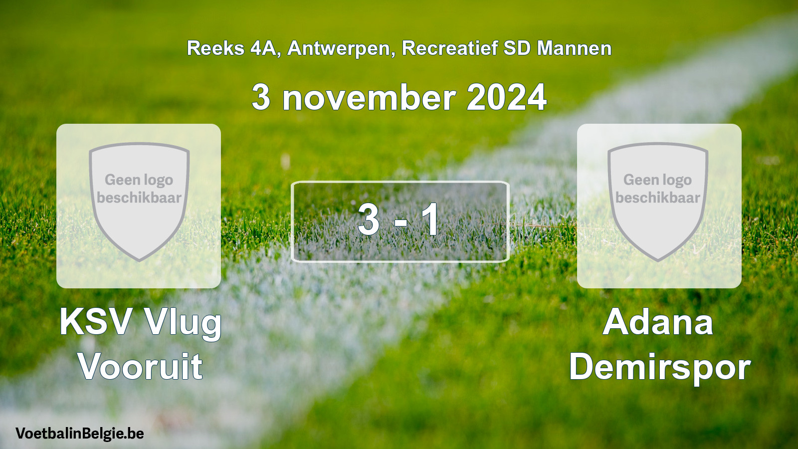 Gespeelde wedstrijd recreatiefvoetbal: KSV Vlug Vooruit - Adana Demirspor 3 - 1 (3 november 2024)