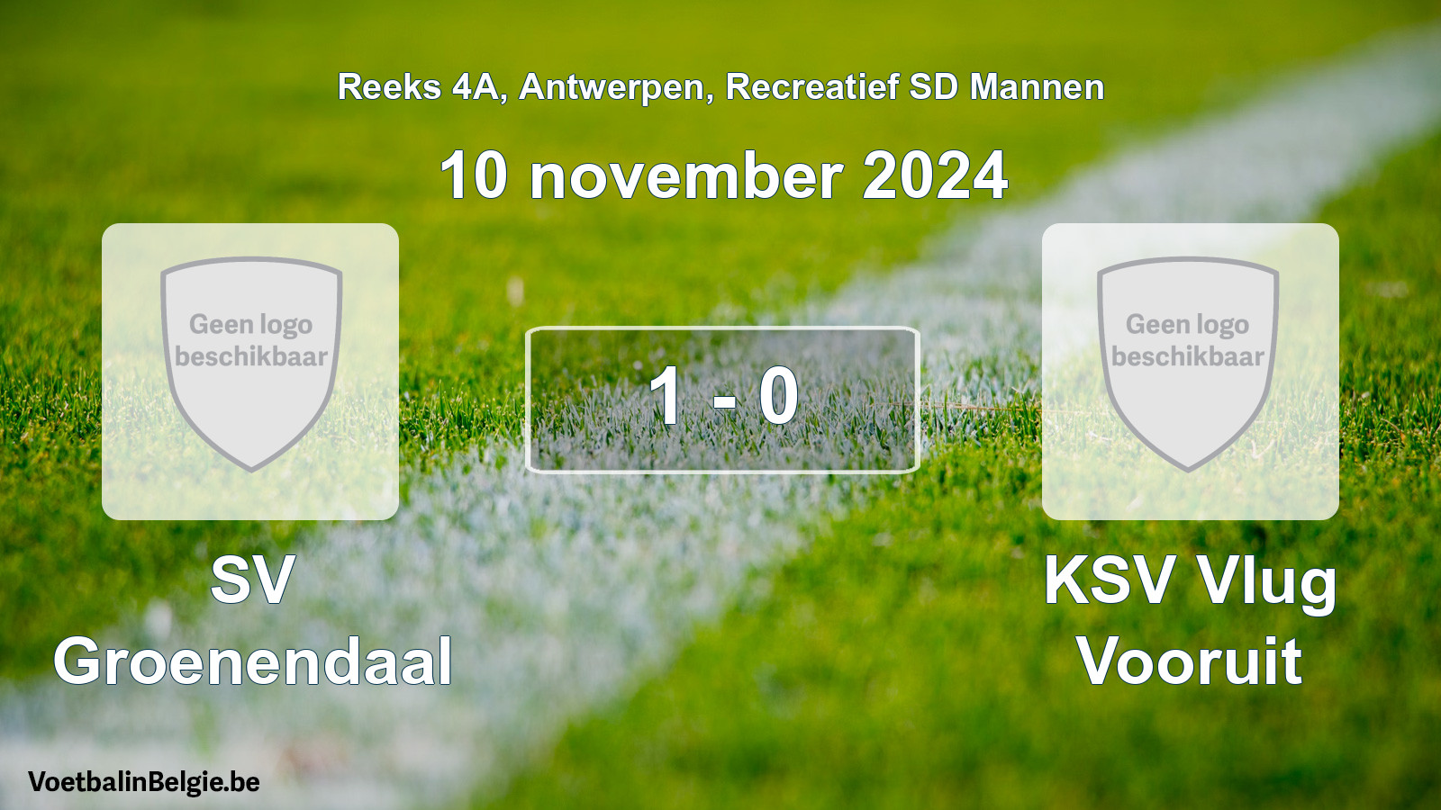 Gespeelde wedstrijd recreatiefvoetbal: SV Groenendaal - KSV Vlug Vooruit 1 - 0 (10 november 2024)