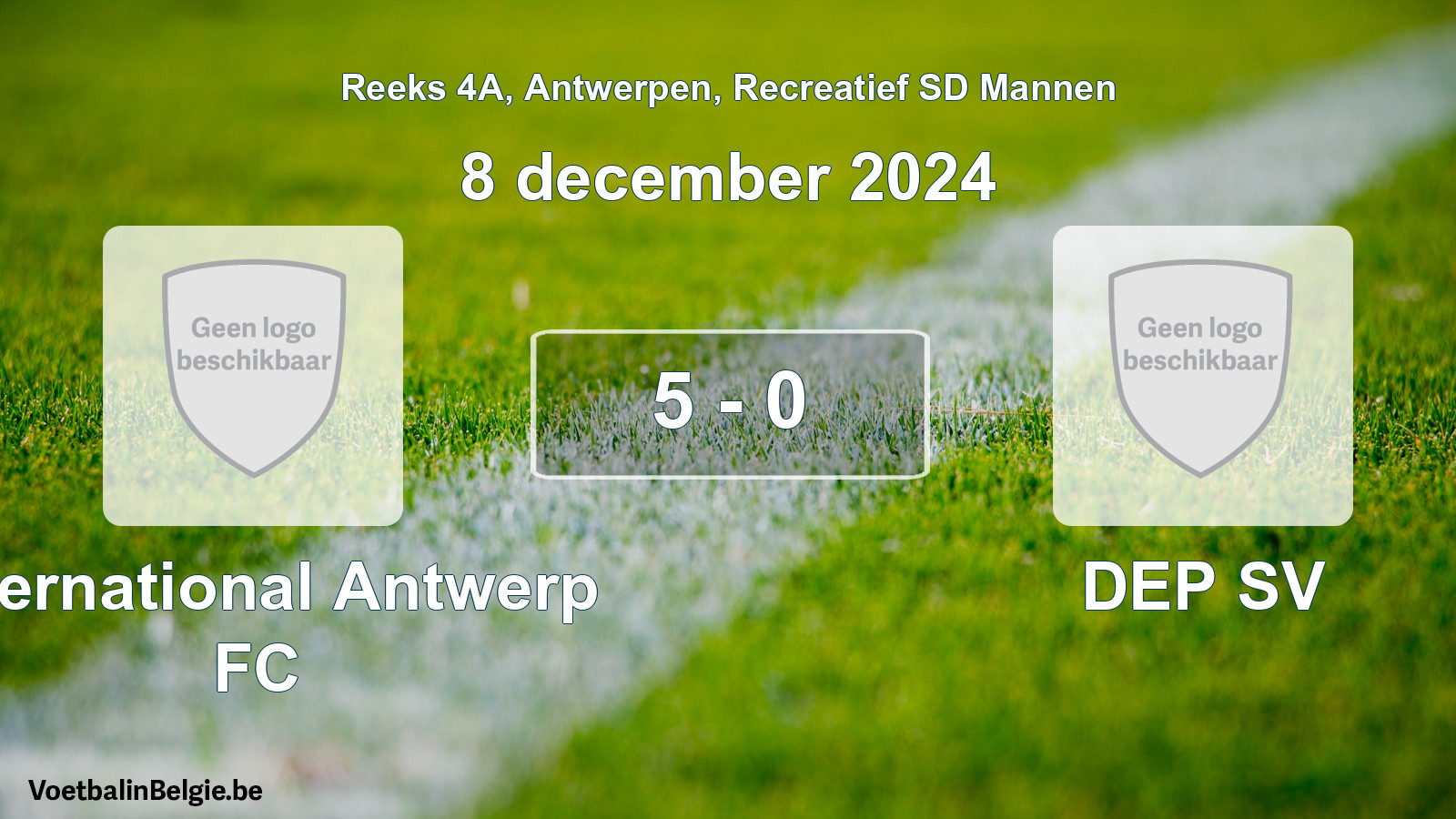 Gespeelde wedstrijd recreatiefvoetbal: International Antwerp FC - DEP SV 5 - 0 (8 december 2024)