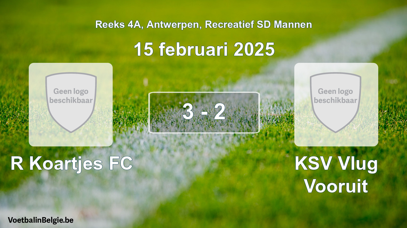 Gespeelde wedstrijd recreatiefvoetbal: R Koartjes FC - KSV Vlug Vooruit 3 - 2 (15 februari 2025)