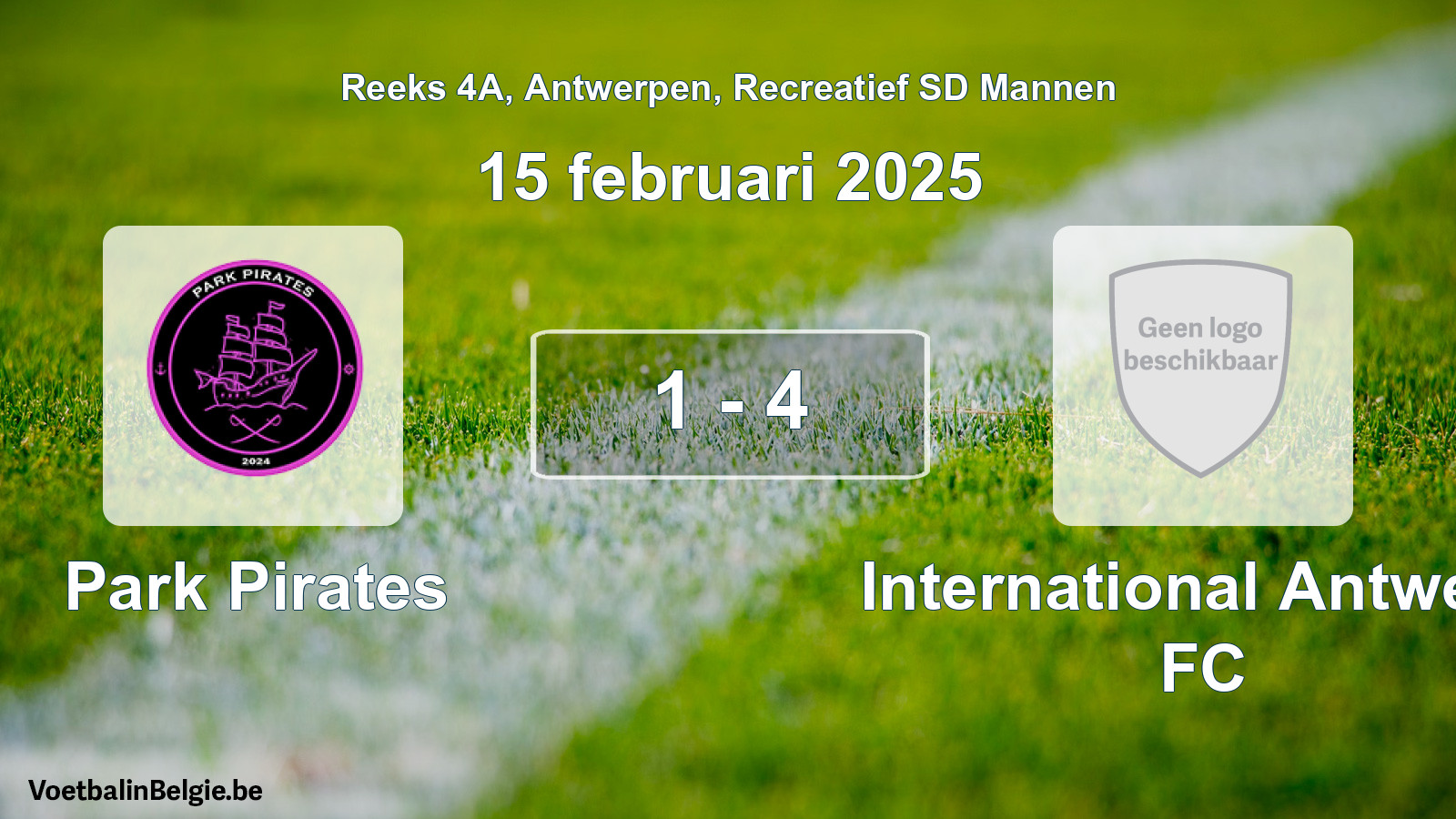 Played match recreational sd men football: Park Pirates - International Antwerp FC 1 - 4 (15 February 2025)