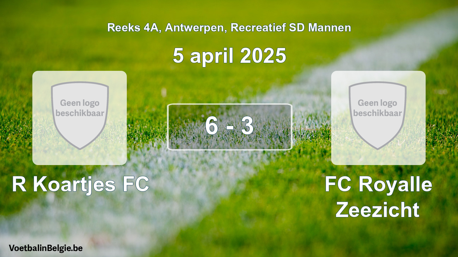 Gespeelde wedstrijd recreatiefvoetbal: R Koartjes FC - FC Royalle Zeezicht 6 - 3 (5 april 2025)