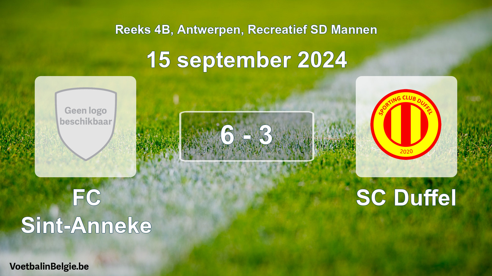 Gespeelde wedstrijd recreatiefvoetbal: FC Sint-Anneke - SC Duffel 6 - 3 (15 september 2024)