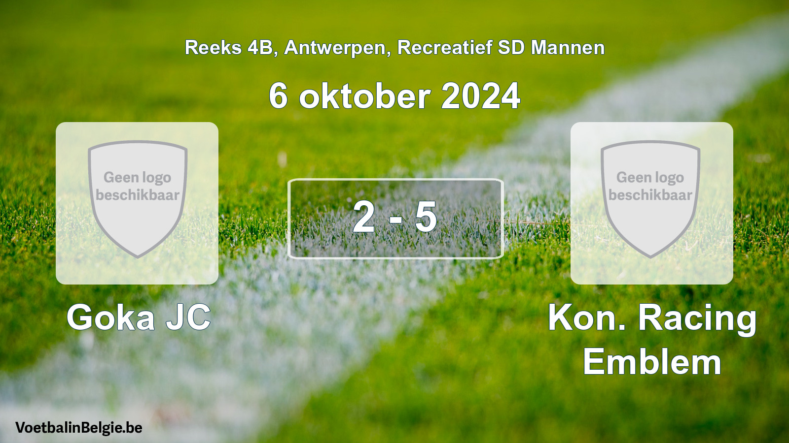 Gespeelde wedstrijd recreatiefvoetbal: Goka JC - Kon. Racing Emblem 2 - 5 (6 oktober 2024)