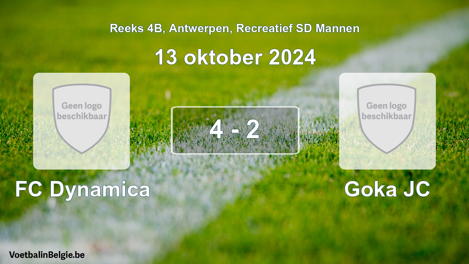 Gespeelde wedstrijd recreatiefvoetbal: FC Dynamica - Goka JC 4 - 2 (13 oktober 2024)
