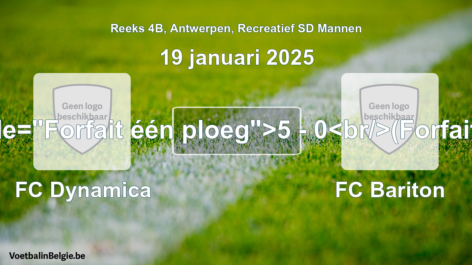 Forfait gegeven: FC Dynamica - FC Bariton 5 - 0 (19 januari 2025)