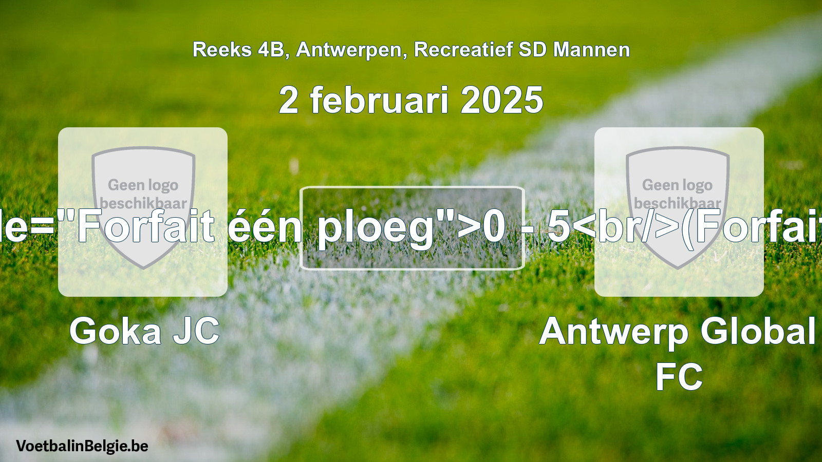 Forfait gegeven: Goka JC - Antwerp Global FC 0 - 5 (2 februari 2025)
