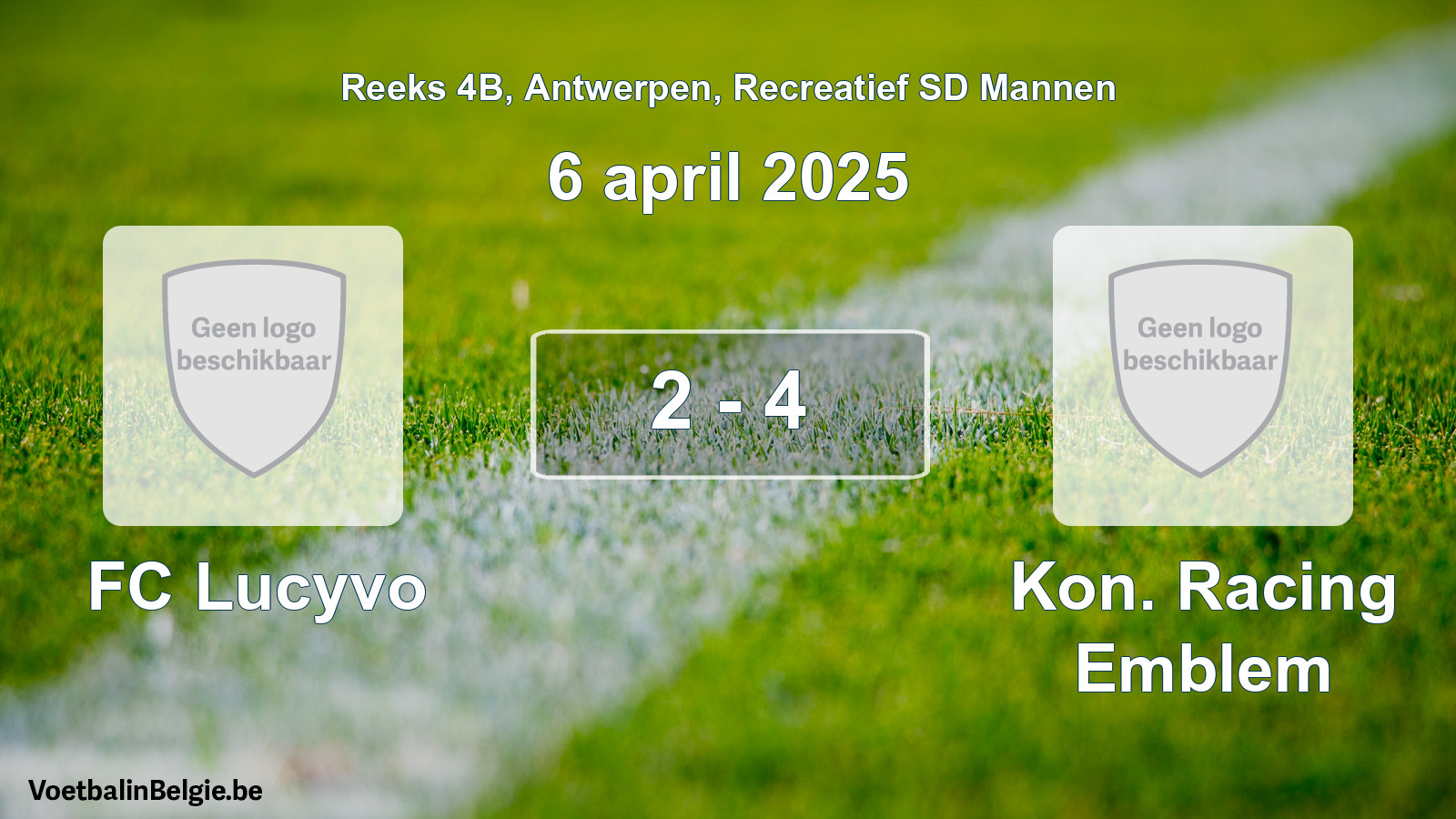 Gespeelde wedstrijd recreatiefvoetbal: FC Lucyvo - Kon. Racing Emblem 2 - 4 (6 april 2025)