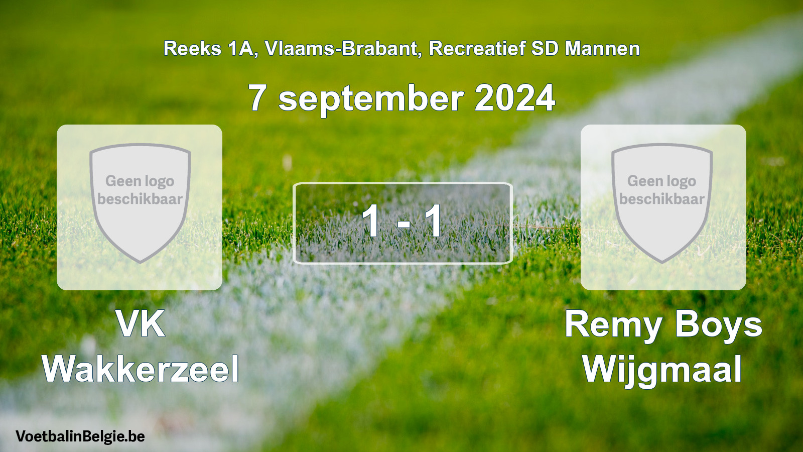 Gespeelde wedstrijd recreatiefvoetbal: VK Wakkerzeel - Remy Boys Wijgmaal 1 - 1 (7 september 2024)