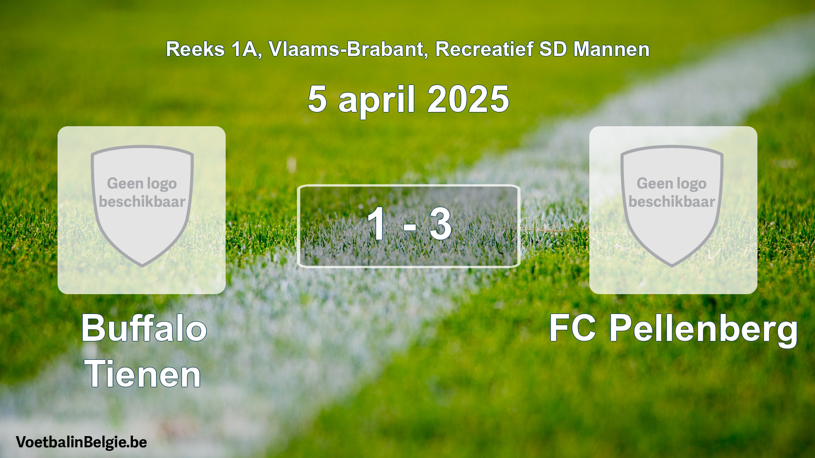 Gespeelde wedstrijd recreatiefvoetbal: Buffalo Tienen - FC Pellenberg 1 - 3 (5 april 2025)