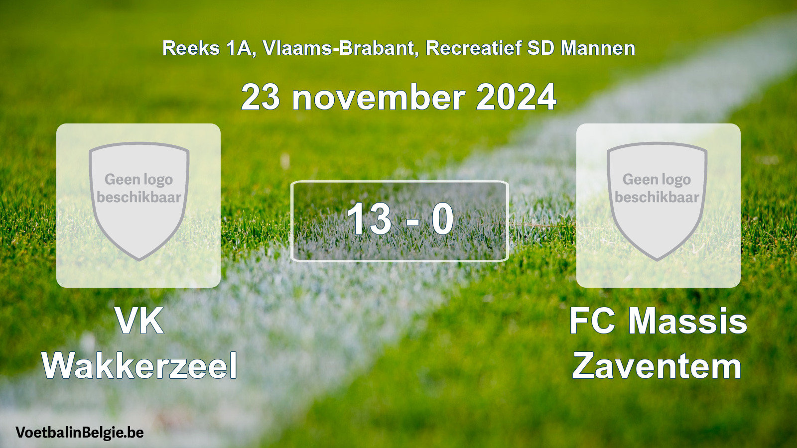 Gespeelde wedstrijd recreatiefvoetbal: VK Wakkerzeel - FC Massis Zaventem 13 - 0 (23 november 2024)