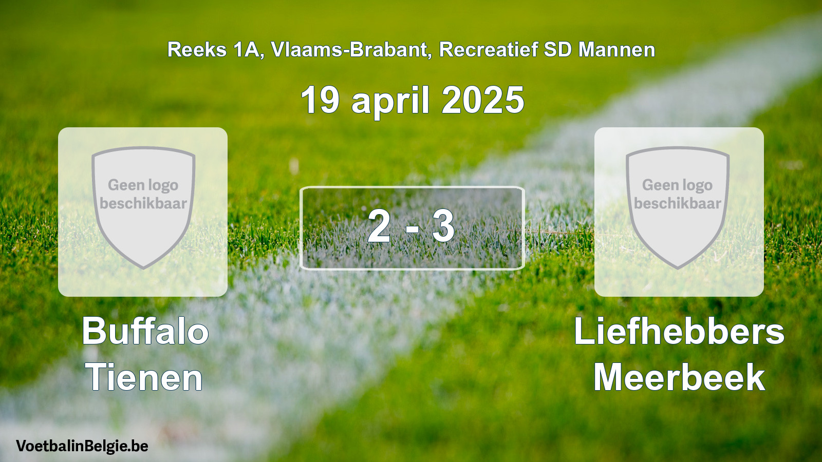 Gespeelde wedstrijd recreatiefvoetbal: Buffalo Tienen - Liefhebbers Meerbeek 2 - 3 (19 april 2025)