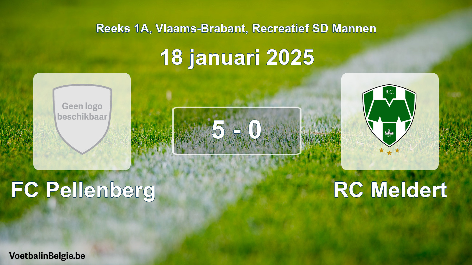 Gespeelde wedstrijd recreatiefvoetbal: FC Pellenberg - RC Meldert 5 - 0 (18 januari 2025)
