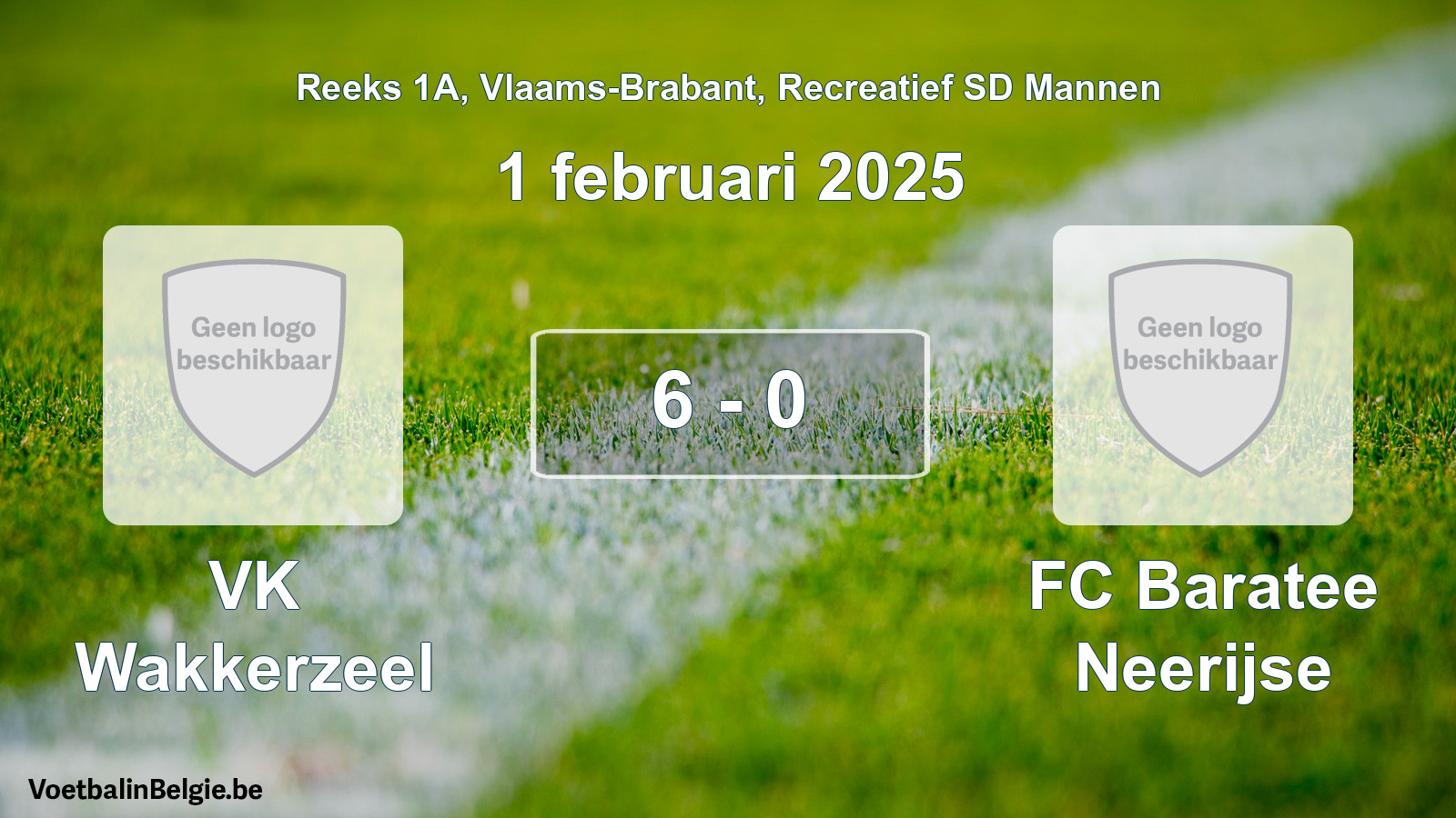 Gespeelde wedstrijd recreatiefvoetbal: VK Wakkerzeel - FC Baratee Neerijse 6 - 0 (1 februari 2025)