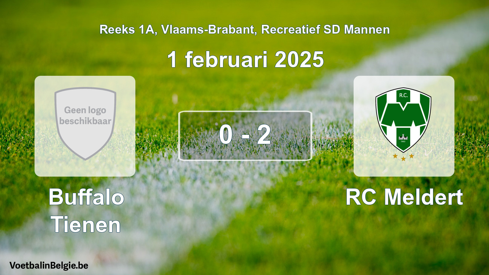 Gespeelde wedstrijd recreatiefvoetbal: Buffalo Tienen - RC Meldert 0 - 2 (1 februari 2025)