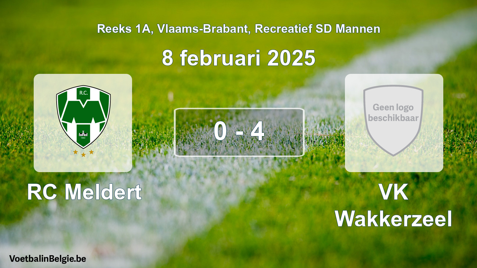 Played match recreational sd men football: RC Meldert - VK Wakkerzeel 0 - 4 (8 February 2025)