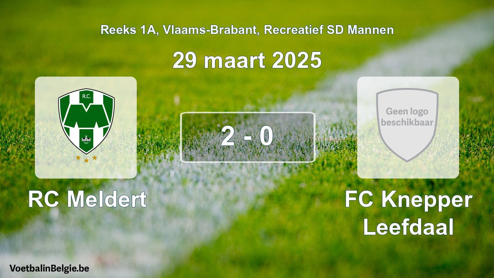 Gespeelde wedstrijd recreatiefvoetbal: RC Meldert - FC Knepper Leefdaal 2 - 0 (29 maart 2025)