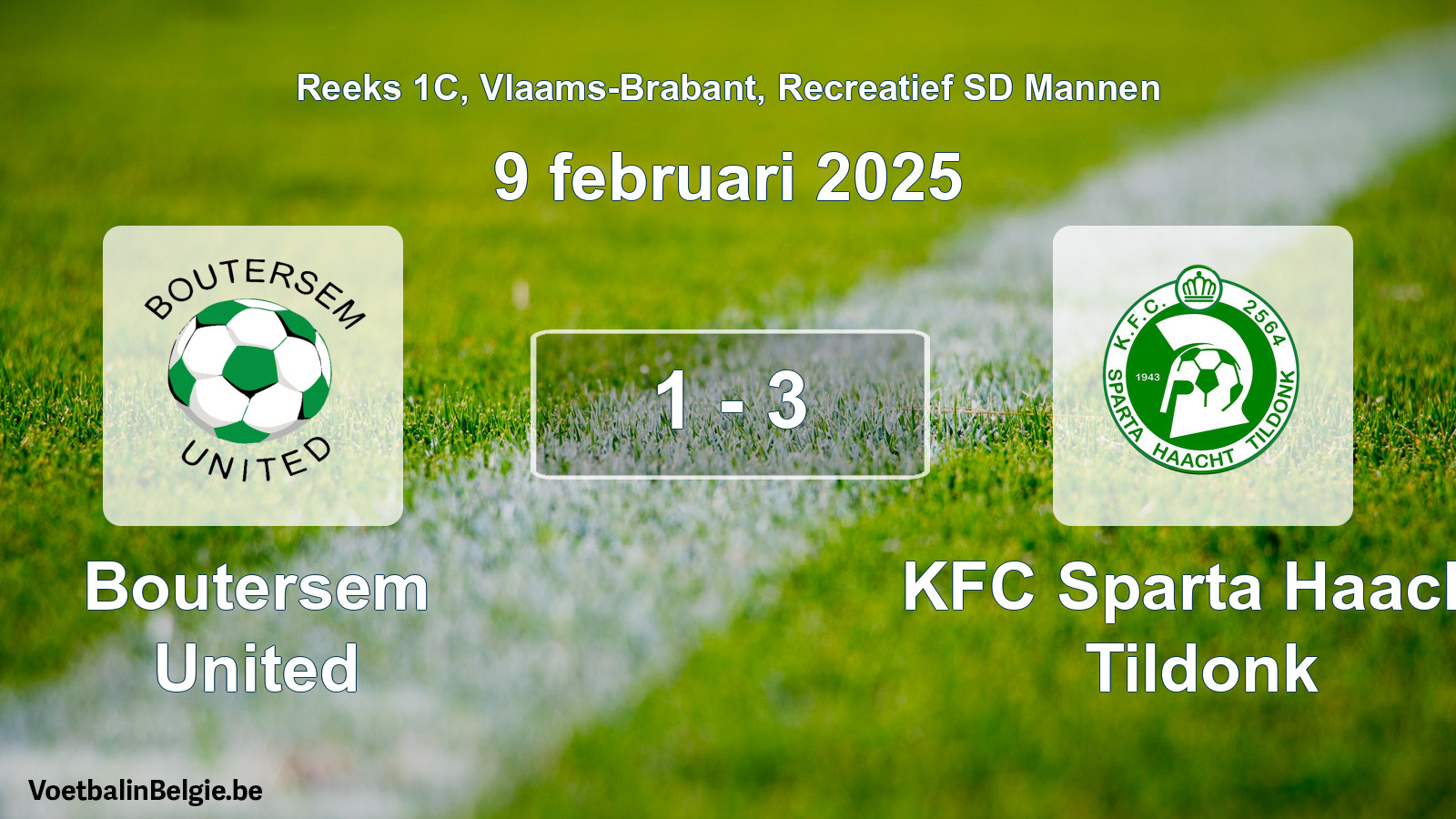 Gespeelde wedstrijd recreatiefvoetbal: Boutersem United - KFC Sparta Haacht Tildonk 1 - 3 (9 februari 2025)