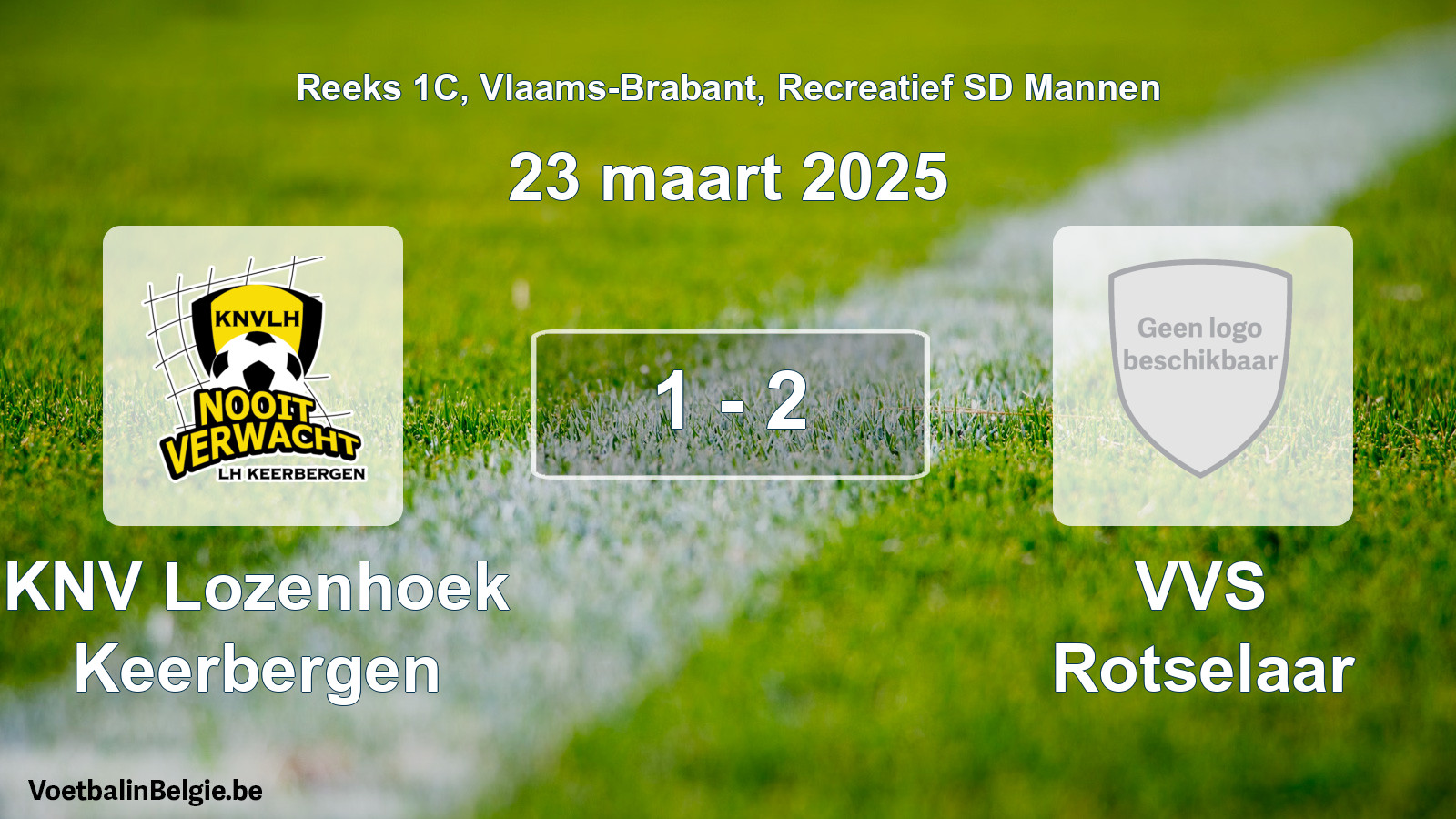 Gespeelde wedstrijd recreatiefvoetbal: KNV Lozenhoek Keerbergen - VVS Rotselaar 1 - 2 (23 maart 2025)