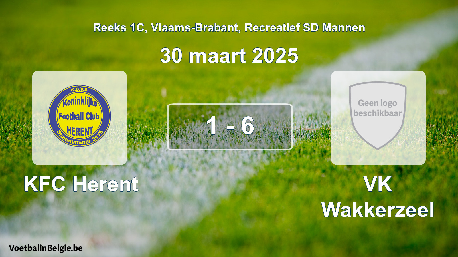 Played match recreational sd men football: KFC Herent - VK Wakkerzeel 1 - 6 (30 March 2025)