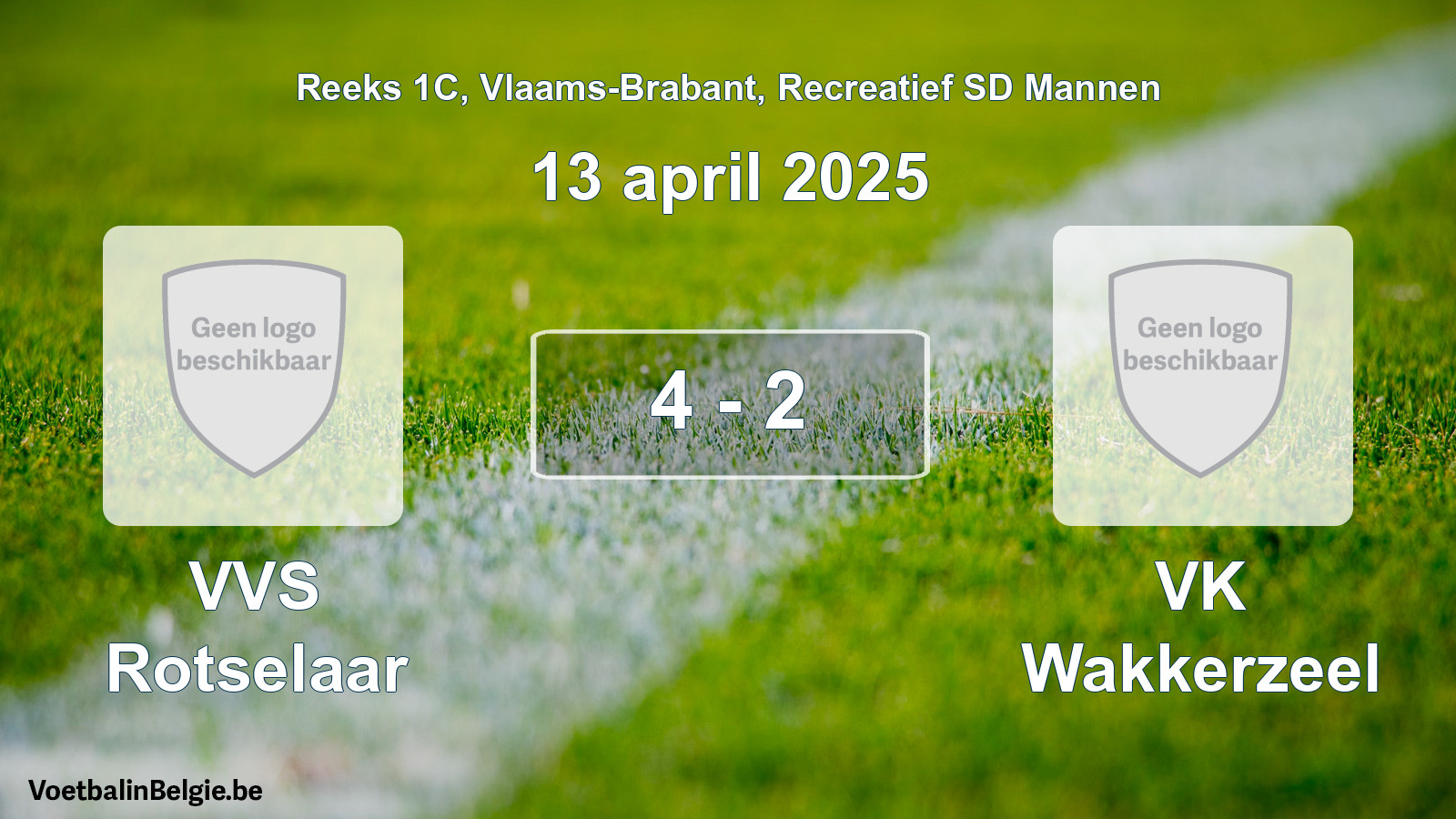 Gespeelde wedstrijd recreatiefvoetbal: VVS Rotselaar - VK Wakkerzeel 4 - 2 (13 april 2025)