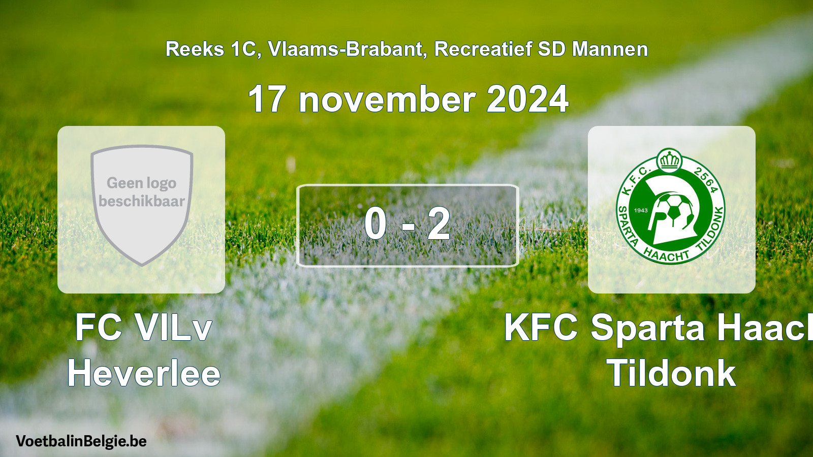 Gespeelde wedstrijd recreatiefvoetbal: FC VILv Heverlee - KFC Sparta Haacht Tildonk 0 - 2 (17 november 2024)