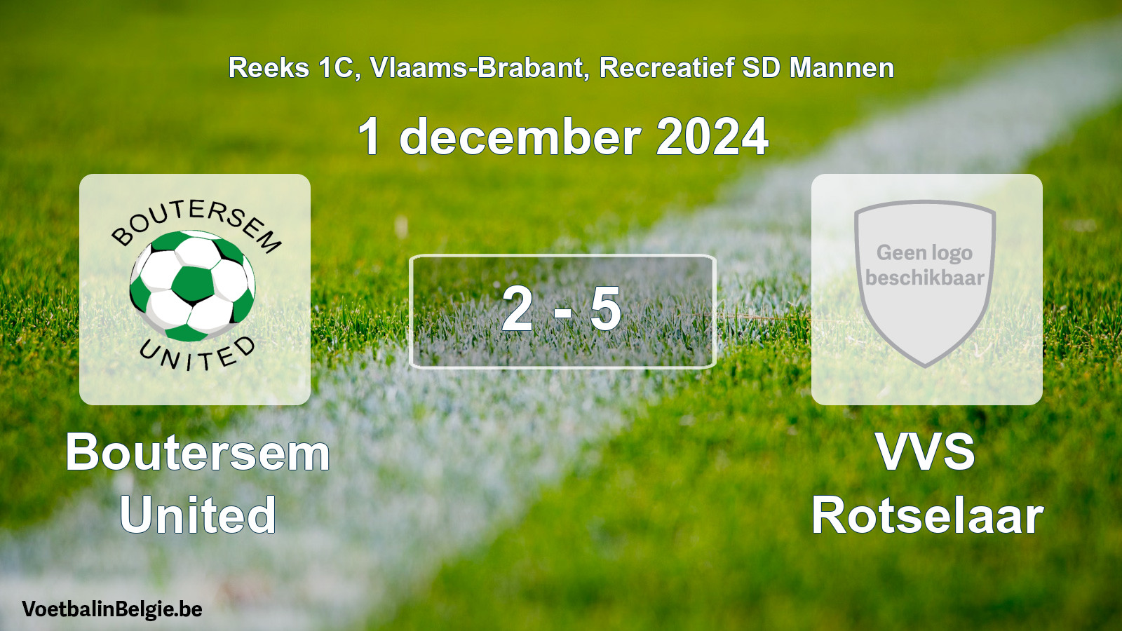 Gespeelde wedstrijd recreatiefvoetbal: Boutersem United - VVS Rotselaar 2 - 5 (1 december 2024)