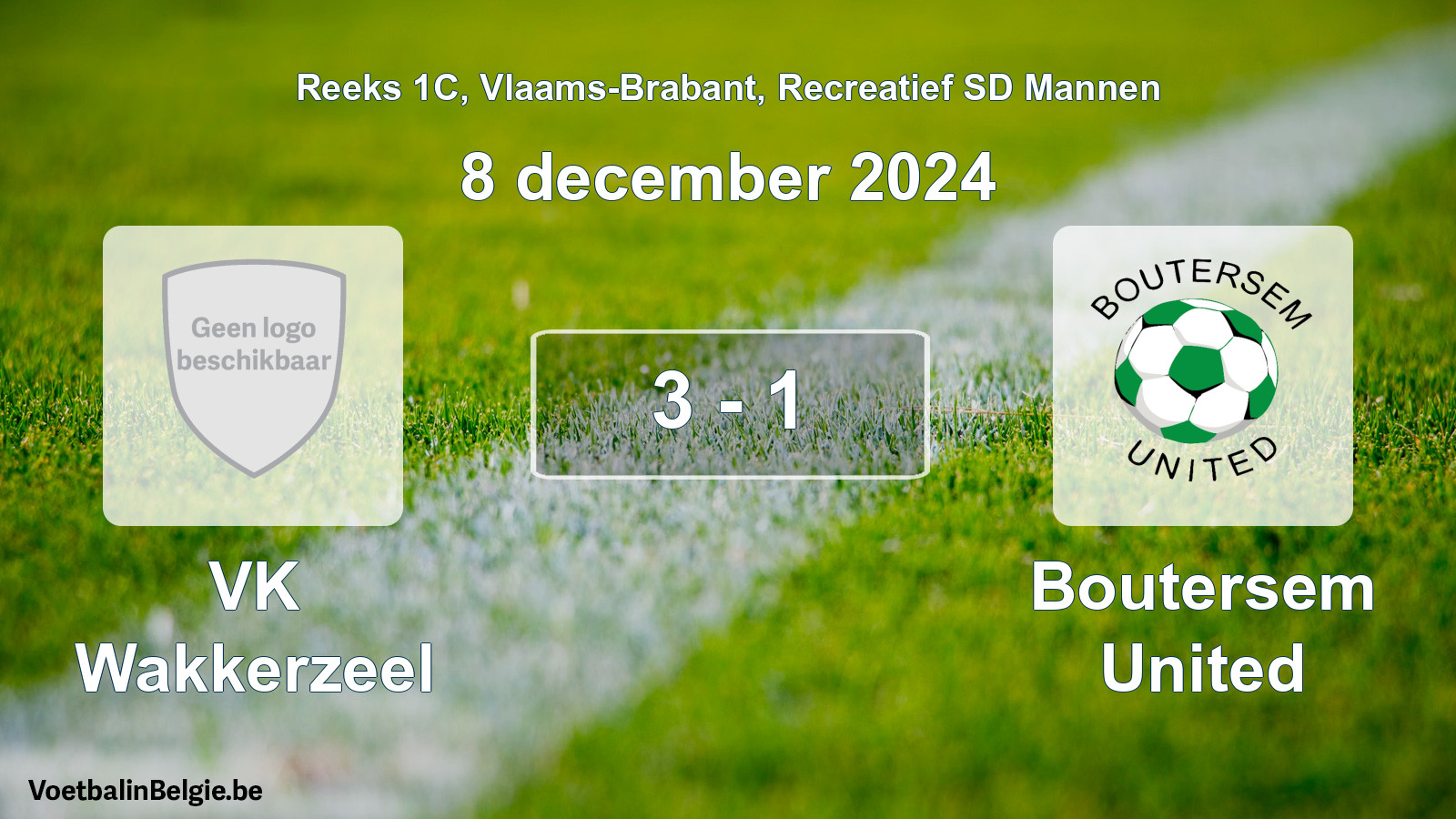 Gespeelde wedstrijd recreatiefvoetbal: VK Wakkerzeel - Boutersem United 3 - 1 (8 december 2024)