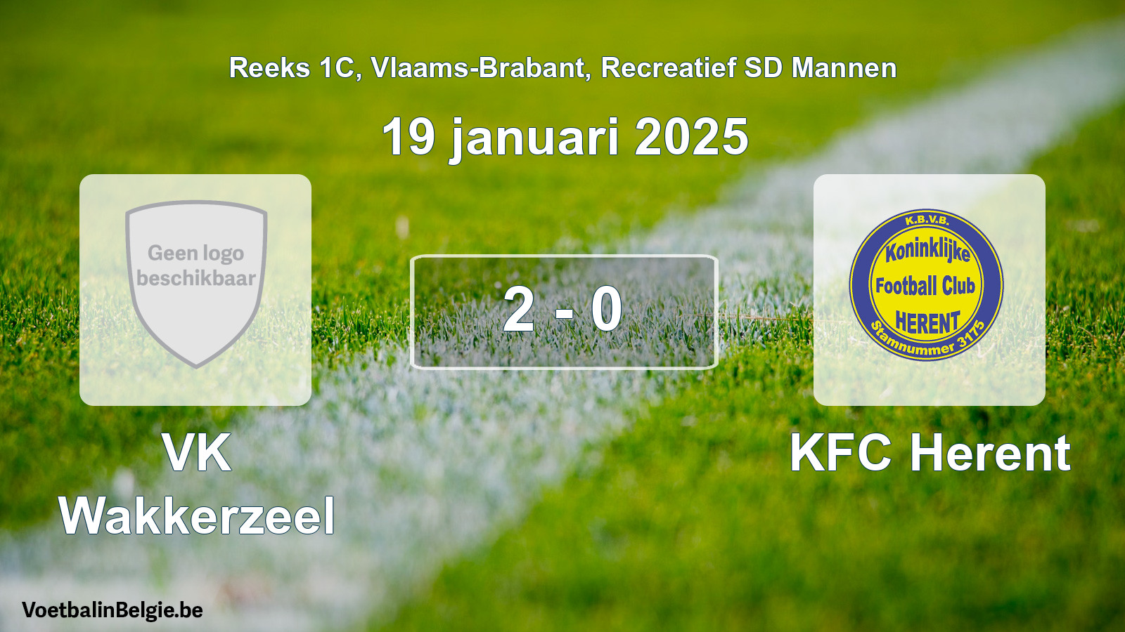 Gespeelde wedstrijd recreatiefvoetbal: VK Wakkerzeel - KFC Herent 2 - 0 (19 januari 2025)