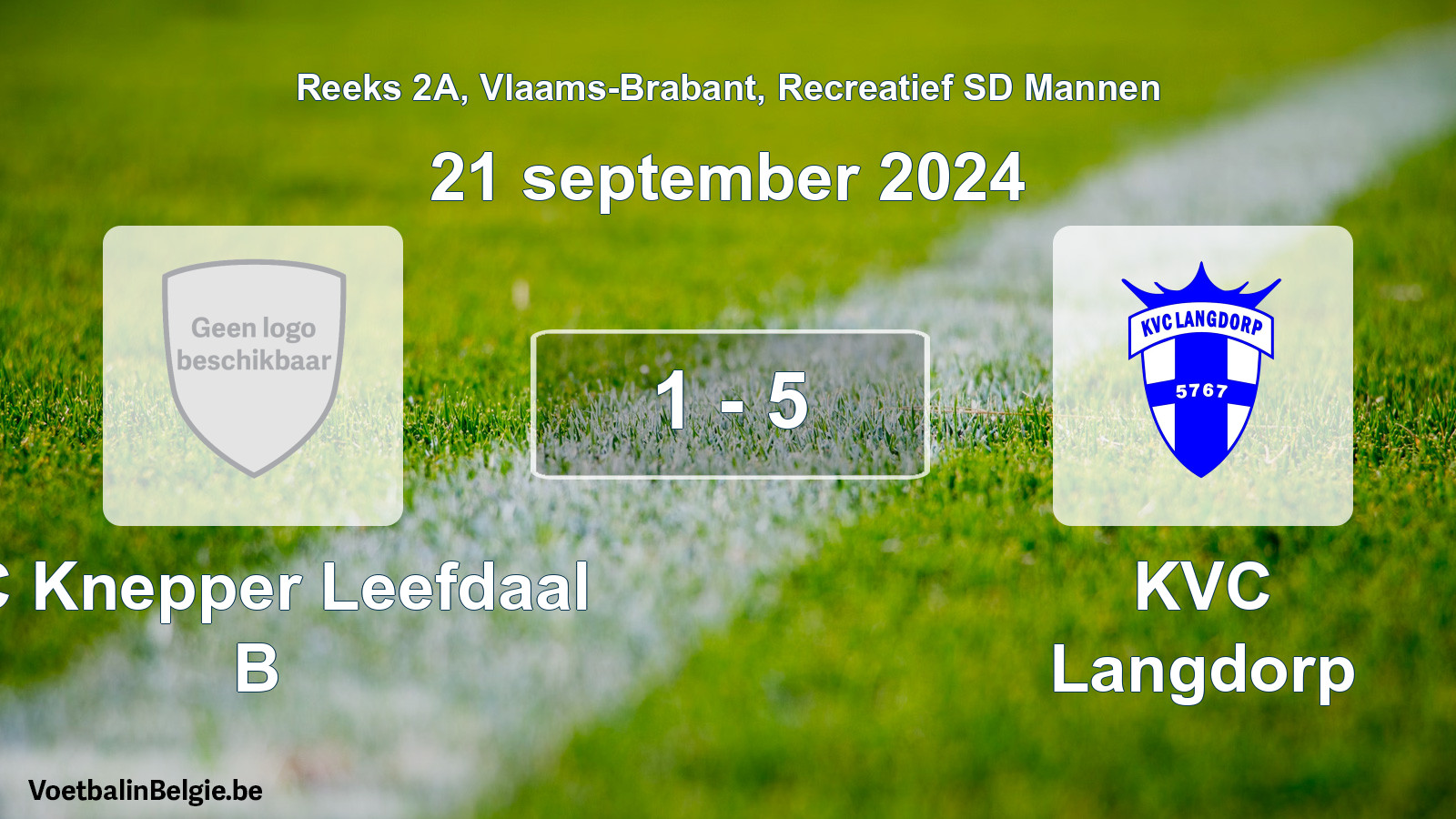 Gespeelde wedstrijd recreatiefvoetbal: FC Knepper Leefdaal B - KVC Langdorp 1 - 5 (21 september 2024)