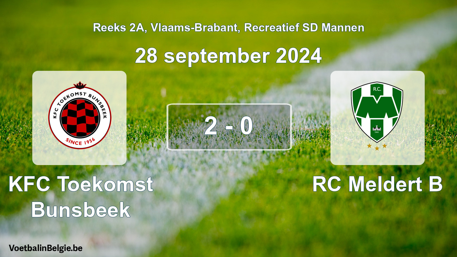 Gespeelde wedstrijd recreatiefvoetbal: KFC Toekomst Bunsbeek - RC Meldert B 2 - 0 (28 september 2024)