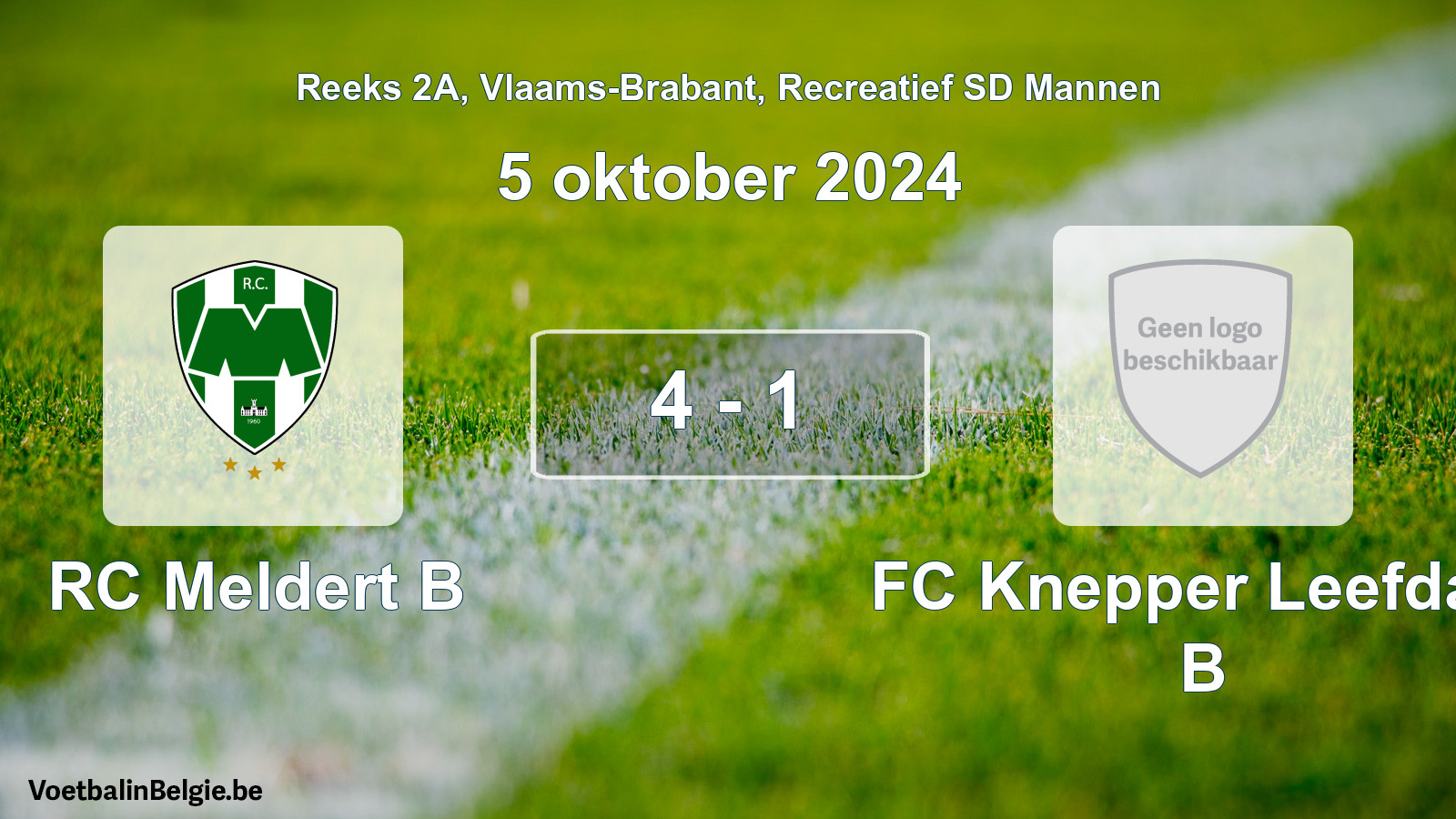 Gespeelde wedstrijd recreatiefvoetbal: RC Meldert B - FC Knepper Leefdaal B 4 - 1 (5 oktober 2024)